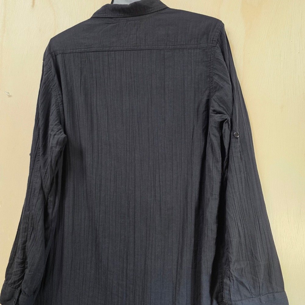 Lauren Ralph Lauren Black Cotton Gauze Roll Tab Beach Cover Up Shirt Medium - Picture 11 of 15